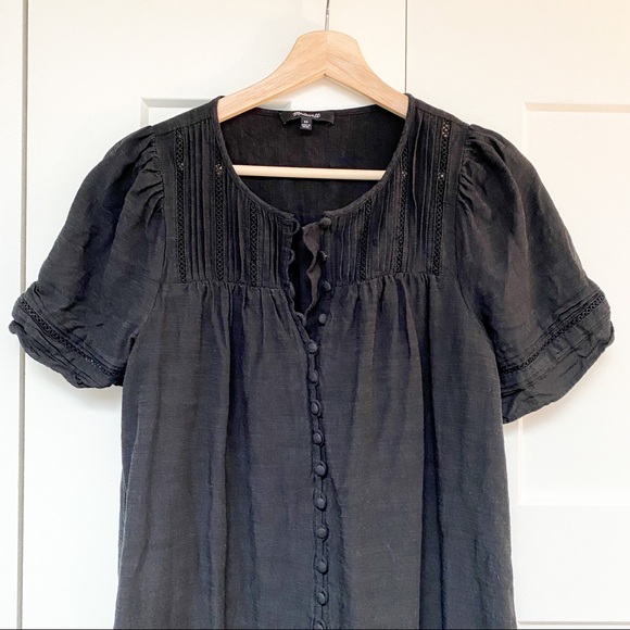 Madewell Pleated Botton Front Shift Dress black size XS - Picture 5 of 11